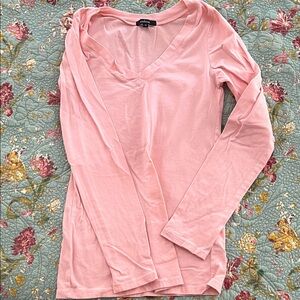 Ambiance Women's Pink V-Neck Long Sleeve Top